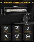 Auxbeam 22 Inch LED Light Bar, 120W 6 Modes Amber White Strobe Fog Lights, Spot Flood Combo Memory Function Offroad Driving Work Ditch Light for Truck Car ATV