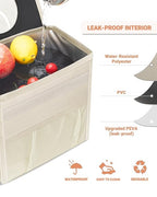 Capolo Car Trash Can with Lid, Leakproof Car Trash Bag Hanging Waterproof Automotive Garbage Can with Storage Pockets Mini Vehicle Trash Bin for Back/Front Seat(Beige,2.5 Gallon)
