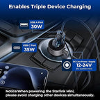 Starlink Mini Cable, 3 in 1 Starlink Mini Car Charger DC Power Cable+ Cigarette Lighter Adapter 12V-48V with Digital Display, Durable USB C PD 40W and USB A 35W Ports for Trucks and Cars (13.1FT)