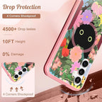 for Samsung Galaxy A14 5G Phone Case - Compatible with MagSafe Women Girls Cute Magnetic Protective Cover Girly Cat Flower Floral Heavy Duty Shockproof Design for Samsung Galaxy A14 5G Cases
