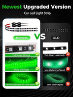 LED Strip Lights 12V Cuttable IP68 Waterproof 12 Inch Interior Exterior Underbody Light for Car SUV Truck Motorcycle Boat Golf Cart 18 SMD 5050 Green 4 Pack