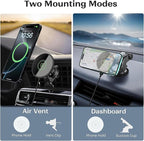 20W Fast Wireless Car Charger Magnetic Fast Wireless Charging Car Phone Holder Compatible with Magsafe for iPhone 17 16 15 14 13 12 Series, Air Vent Mount Dashboard/Windscreen Mount