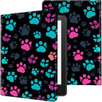 Case for 6" Kindle 11th Generation Case 2024/2022 Release,Leather Slim Folio Adjustable Stand Cover with Auto Wake/Sleep for Basic Kindle 2024/2022 11th Gen e-Reader,Green Pink Footprint