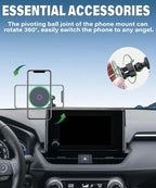 Car Phone Holder for Toyota RAV4 2019-2025 Accessories Apply to 7/8 Inch Touch Screen 15W Fast Wireless Charger Screen Fixed Clip Cell Phone Mount with Dashboard Storage Tray
