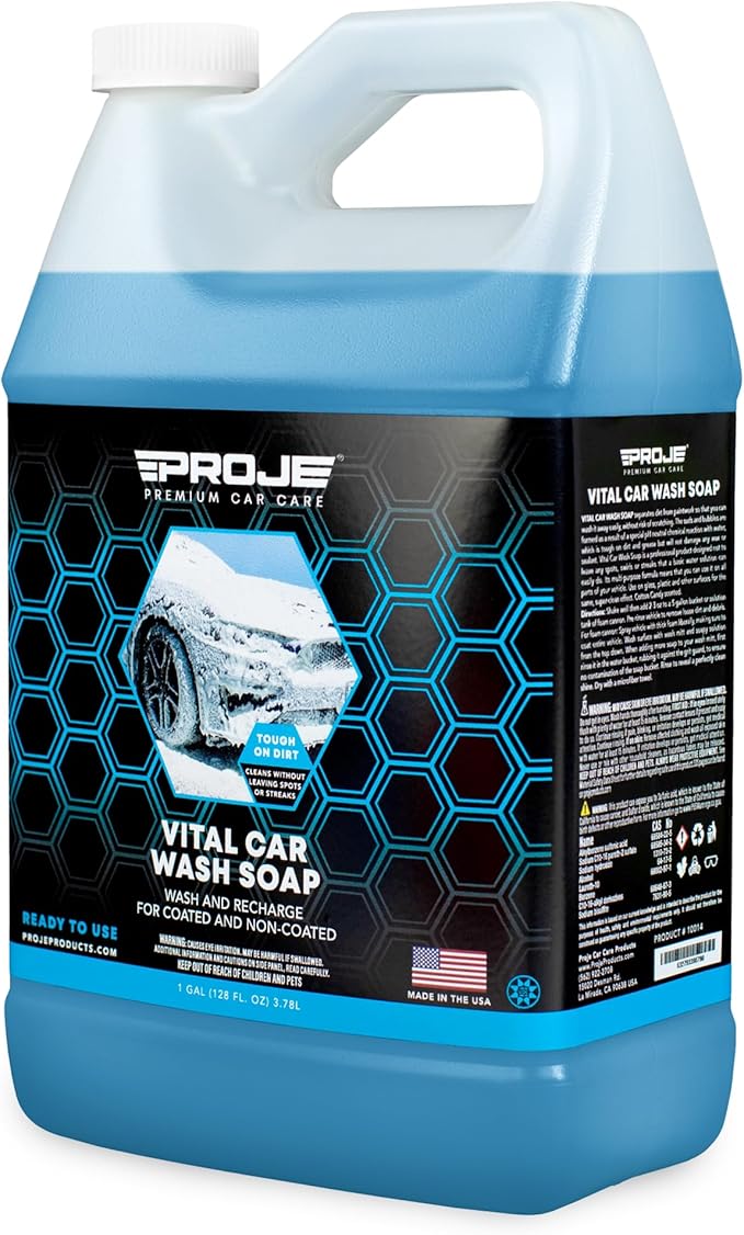 PROJE' Vital Car Wash Soap - PH Balanced Formula Gloss Enhancing Shine - Ultimate Cleaning Power For Foam Cannon & Bucket Washes - Professional Detailing Soap - 128 Fl Oz