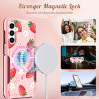 for Samsung Galaxy A14 5G Phone Case - Compatible with MagSafe Women Girls Cute Magnetic Protective Cover Girly Kawaii Strawberry Heavy Duty Shockproof Design for Samsung Galaxy A14 5G Cases