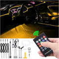 5 Meters Optic Fiber Car Ambient Lighting with RF Remote Control 64 Colors Multicoloured Music Interior Footwell Lighting Kit DC 12V 1W