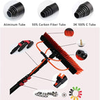 Extendable Window Cleaning Brush Kit with 35cm Brush Head, 10M Hose Pole for Solar Panel & Conservatory Roof Cleaning, Efficient Water Fed Tools for Easy Window Care