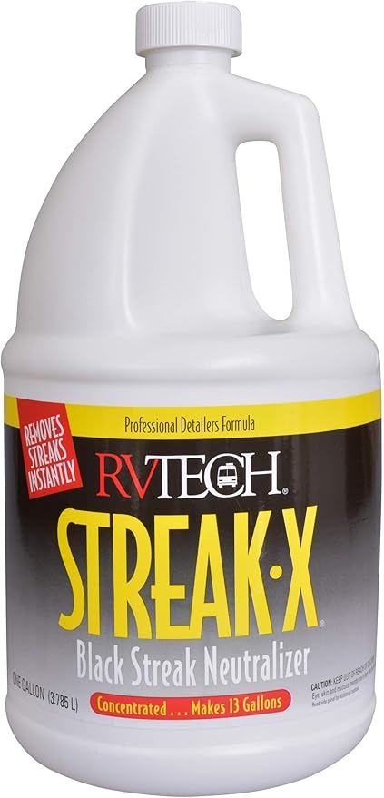 RVTECH Streak-X Instant RV Black Streak Remover - Stain Bird Dropping Smoke Soot Sap Brake Dust Tar Pro-Strength Cleaner Wash | 1 Gallon