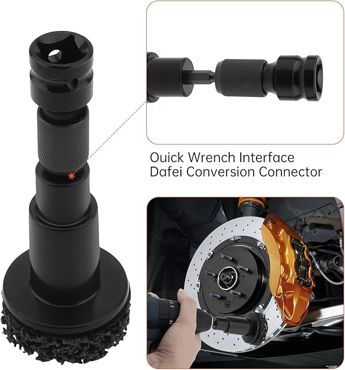 Wheel Hub Resurfacing Kit, Brake Hub Cleaning Tool with 10 Pads, Wheel Stud and Hub Cleaner Fits Power Drill or 1/2" Impact Driven Wrenches, Quick Rust Removal for Lug Studs and Rotors (Plastic Black)