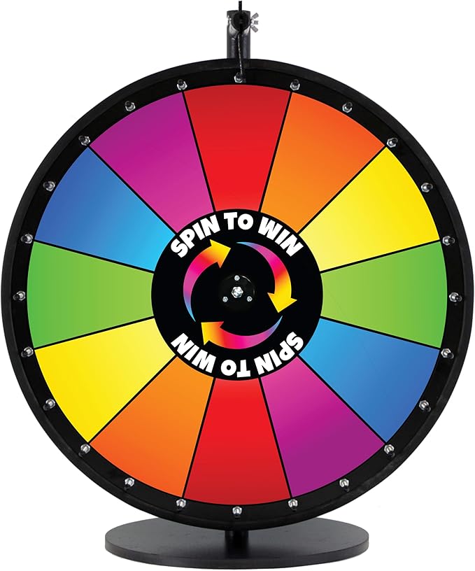 Spin to Win Table Stand Dry Erase Prize Wheel – 24 Inch Desktop Spinning Game Wheel, Durable Wood Construction, Balanced for Fair Odds, Trade Show Raffle Event, Standard