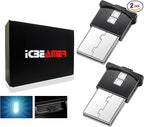 ICBEAMER Mini Smart USB Type-A 2-Pack (White) | LED Night Light for Car Interior, Trunk, Center Console, Easy Plug-in, Perfect for Ambient Atmosphere in Vehicles