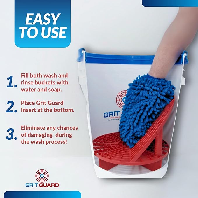 Grit Guard The Original Bucket Insert with Washboard Combo | Removes Dirt from Wash Mitt for Detailing | Car Wash Bucket Insert & Washboard | Red/Red