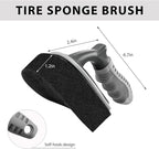 Car Tire Shine Applicator, High-Density Sponge Tyre Dressing Applicator Pad with Curved Handle, Reusable Wheel Polishing Brush Auto Detailing Foam for Applying Tire Shine