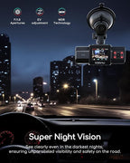 COOAU Dual Dash Cam 2.5K+1080P, Dash Cam Front and Inside, Built-in GPS and WI-FI, Dash Camera for Cars, Perfect for Uber and Taxi Drivers, Night Vision, Accident Record, 24Hr Parking Mode