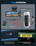4K Dash Cam Front and Rear, 4K+2K Dash Camera for Cars with 5GHz WiFi & APP Control 64GB Included, 3.2" IPS Screen Dual Dashcam 24H Parking Monitor G-Sensor Night Vision Loop Recording