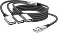 MOGOOD 3 in 1 USB Splitter Cable 1m, 1 Male to 3 Female USB2.0 Adapter, USB Extension Cable for Charging/Data Transfer/Laptop/Mac
