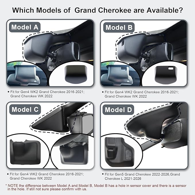 Mangoal 4K Dash Cam Custom Fit Jeep Grand Cherokee 2016 2017 2018 2019 2020 2021 & Grand Cherokee WK 2022 (Model B), Limited Trailhawk Overland,Check Model Carefully,UHD 2160P Video,128GB Card