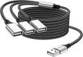 MOGOOD 3 in 1 USB Splitter Cable 2M, USB 2.0 Hub 1 Male to 3 Female Extension Cord, Multiport Adapter for Charging & Data Transfer, Compatible with Laptop, Mac, PC, PS4, Xbox, Switch, TV