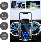 Wireless Car Charger, 15W Fast Charging Mount Electric Induction Car Phone Holder, Universal Auto-Clamping Magnetic Charger Air Vent Mount Bracket for Most Smartphones (Blue)