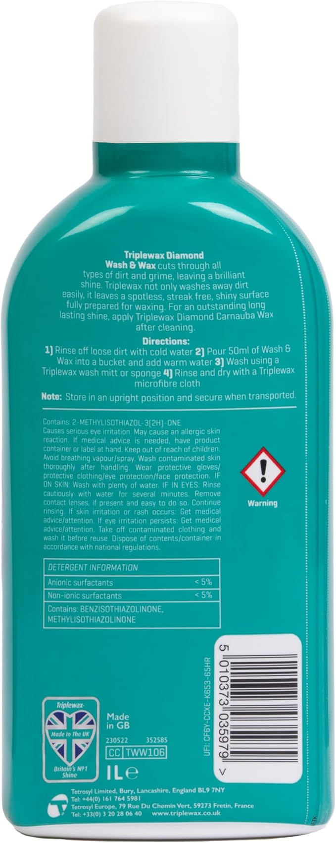 Triplewax Wash and Wax – High-Foam Car Shampoo and Wax for a Glossy, Streak-Free Finish, 34 fl oz