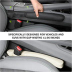 2026 New Car Seat Gap Filler 2 Pack,Leather Seat Gap Filler Strip with Fix Strap to Avoid Items from Falling,Universal Car Seats Gaps Plug Cars Interior Accessories (Off-White)