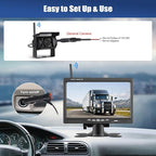 CAMECHO 7 Inch Wireless Backup Camera for Truck, HD 1080P Rear View Camera Monitor, Night Vision 18-LED Reverse Camera, BSD, Back Up Camera System for Car, Pickup, Trailer, RV, Camper, SUVs