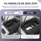 LUWU CX-90 2026 Accessories Compatible with Mazda CX90 2024 2025 2026 Center Console Organizer CX 90 Armrest Console Storage Box Insert Tray ABS Material Black Coin Container Black