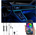 USB Car Ambient Lighting Optic Fiber 64 Colors Music Sound Active with APP Control Car Decorative Atmosphere Lighting Kit DC 12V 1W 3m with QC 3.0 car Charger