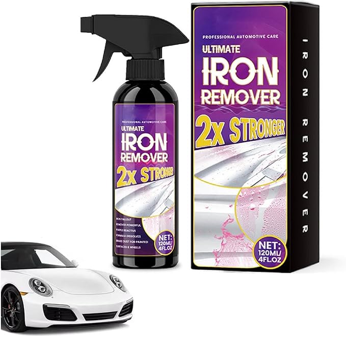 Iron Remover Car Detailing,120ml Long-Lasting Powerful Automotive Rust Stain Remover Spray,Pull Out Brakedust,Rust&Fallout, Multipurpose Cleaner Solution for Caliper Rv Tire Paint Boat Wheel (1pcs)