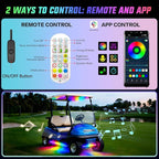 6 Pcs RGB+IC Golf Cart Underglow Light Strip with Roof Canopy Lights, 12V-80V Dream Color Chasing Light for EZGO Yamaha Club Car, Remote and APP Control, Voltage Reducer Included