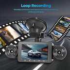 4 Channel Dash Cam 360° View, Include Front & Rear Left Right Camera Support 4 Way Recording, 32GB Card, 3” IPS Screen/Night Vision/WDR/24H Parking/G-Sensor（2G/4G/8G / 3 Split Screen (4 Channel)