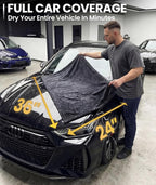 EVEO Car Drying Towel (2 Pack) - (1300 GSM) XL Drying Towels Car Detailing - Car Microfiber Towel (36"x24") Microfiber Drying Towels for Cars Towels Drying, Car Wash Towels, Ultra Absorbent - Grey