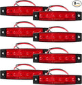 Sun Walker 8 PCS LED Rock Strip Lights, 3.77 Inch Waterproof 6 LED Car Side Marker Clearance Lamps, Wheel Fender Well Lighting Kits Exterior Underglows for Car Truck Trailer (Red)
