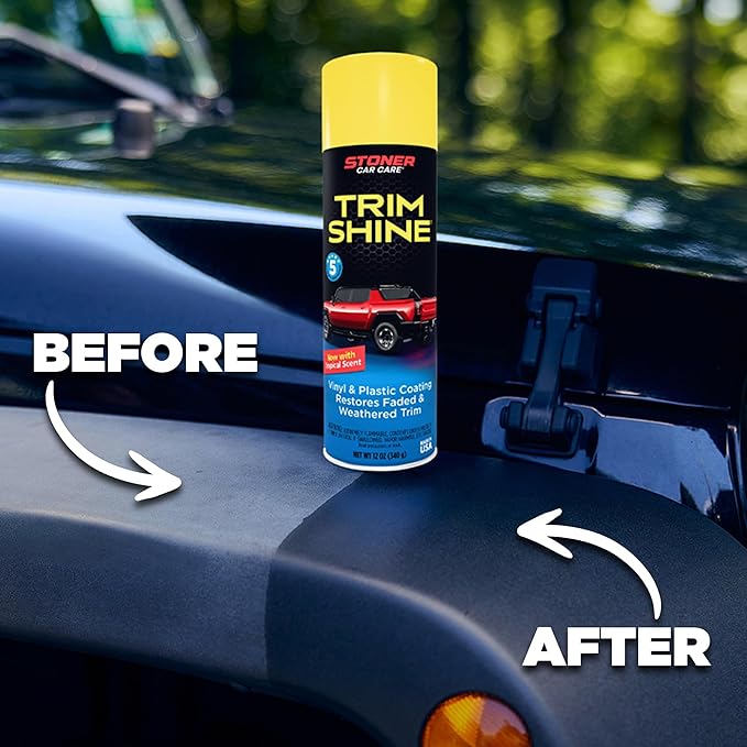 Stoner Car Care 91034-2PK Trim Shine – Black Trim and Plastic Restorer for Cars – Vinyl and Plastic Trim Protectant Coating for Interior and Exterior Use – Fast-Drying No Sling – 12 oz (Pack of 2)