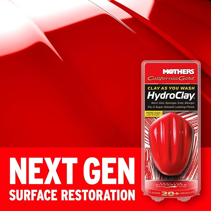 Mothers California Gold HydroClay — Surface Prep Tool, Durable Sponge-Clay Design Removes Overspray, Mineral Deposits, Pollen, Bird Droppings & Rail Dust, Restores Smooth, Brilliant Paint (07245)
