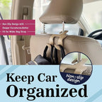 Upgraded Headrest Hooks for Purses and Bags, 2 in 1 Car Back Seat Head Rest Hanger Matching Cars Interior Genuine Leather Vehicle Storage Holder Hook, 2 Pack, Gray