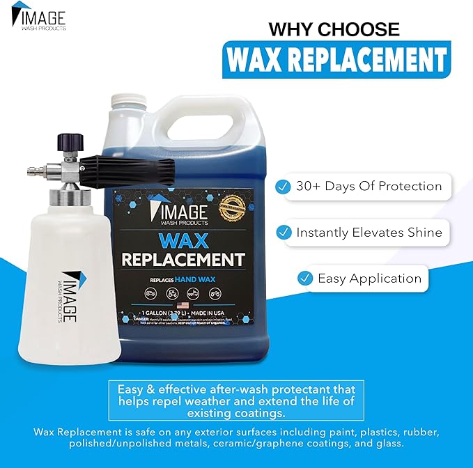 Image Wash Products Wax Replacement (Foamable) - Protectant forTrucks/RV's/Cars/Boats/Trailers/Equipment. Foam On/Rinse Off (128 Fl Oz)