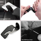 Car Purse Hook, Back Seat Headrest Genuine Leather Hangers Durable Vehicle Organizer Accessory for Hanging Grocery Bags, 4 Pack, Beige