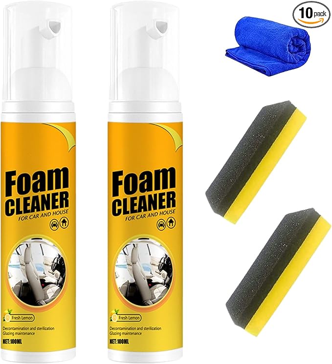 CROOT 2PCS Multipurpose Foam Cleaner, Foam Cleaner All Purpose for Car, Kitchen, Bathroom, Interior and House Lemon Flavor(100ml*2)