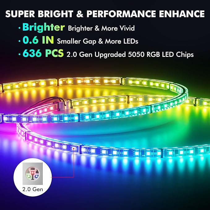 Ehaho 17" Double Row Wheel Lights, Brighter RGB Dream Chasing LED Rim Lights with App & Remote Control, Music Wheel Ring Light with Turn & Braking Signal Compatible with Various Trucks SUV Car（4PCS）