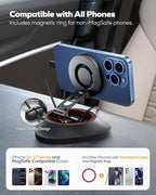 Nulaxy 2026 Upgraded Magsafe Car Mount for Dashboard, [Ultra-Stable & Strong] Car Phone Holder, [Foldable Three-axis] Magnetic Phone Holders for Your Car Compatible with iPhone 17 Pro Max, Red