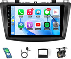 Leadfan Car Radio for Mazda 3 2009 2010 2011 2012 2013 with Wireless Carplay Android Auto,9 Inch Touchscreen for Mazda, Bluetooth,GPS,WiFi,SWC,Backup Camera