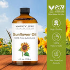 Majestic Pure Essential Oil with Glass Dropper - 100% Pure and Natural - Essential Oils for Diffuser, Aromatherapy, Soap and Candle Making, Sunflower Essential Oil, Sunflower Oil, 4 Fl Oz