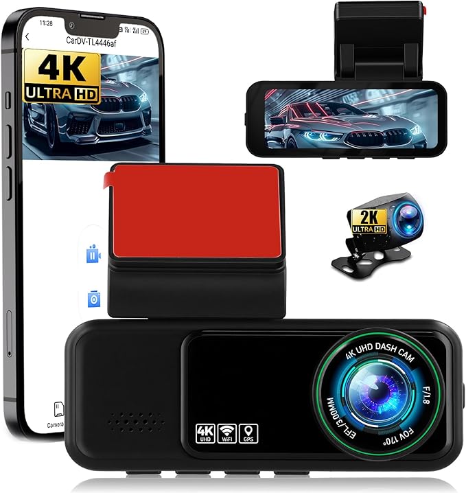 4K+2K Mirror Dash Cam 3.16 Inch Front & Rear HD Backup Camera Detection ADAS＆BSD＆LCA with Color Night Vision, IPS Touch Screen, Reserve Assist, Loop Recording, G-Sensor, Wide Angle Fit for All Cars