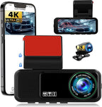 4K+2K Mirror Dash Cam 3.16 Inch Front & Rear HD Backup Camera Detection ADAS＆BSD＆LCA with Color Night Vision, IPS Touch Screen, Reserve Assist, Loop Recording, G-Sensor, Wide Angle Fit for All Cars
