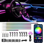Dreamcolor Acrylic Interior Car LED Strip Lights, Car Ambient Lighting Kit with APP Control, Decorative Lights with Dynamic Chasing Sync to Music, RGB Neon Lighting (18 in 1)