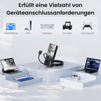 Qeefun 4-Port USB 3.2 Hub with 2 USB-C and 2 USB-A Ports, Individual LED Power Switches,10Gbps Data Transfer USB Splitter with 4ft Extension Cable, Multiple USB Extender for Laptop, PC, iMac etc
