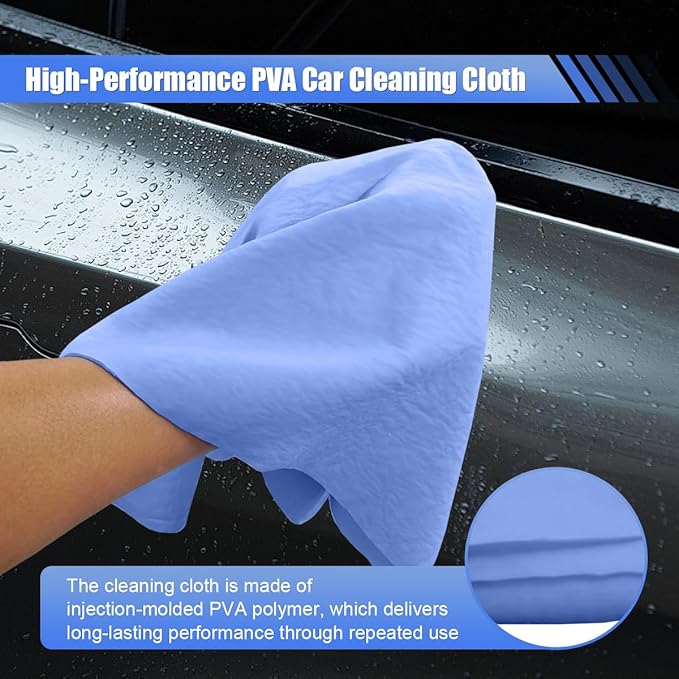 Craedli 2PCS Strong Absorbent Shammy Cloth for Car Drying, 23.93'' x 16.73'' Reusable Automotive Synthetic Chamois Towel, Soft Non-Scratch Vehicle Cleaning Towels for Car, Pets, Bathroom (Yellow&Blue)