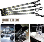 4 PCS Car LED Strip Lights, 5050-15SMD High Brightness Flexible Lamp Strips, IP67 Waterproof 12V DC Bulb with Back-Adhesive, Universal Ambient Lighting for Cars Motorcycles Boats (White)